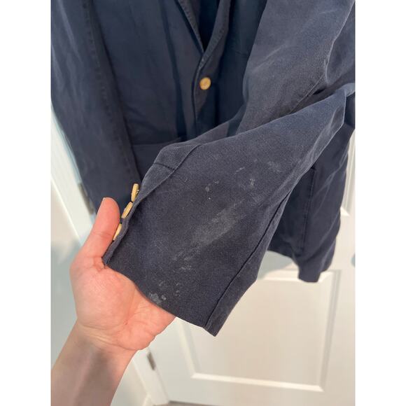 Tommy Bahama Blue Blazer – Size Large – Cotton Linen Blend - Picture 5 of 8